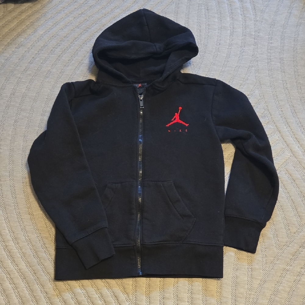 Jordan Kids Black Hoodie with Red Jumpman Logo